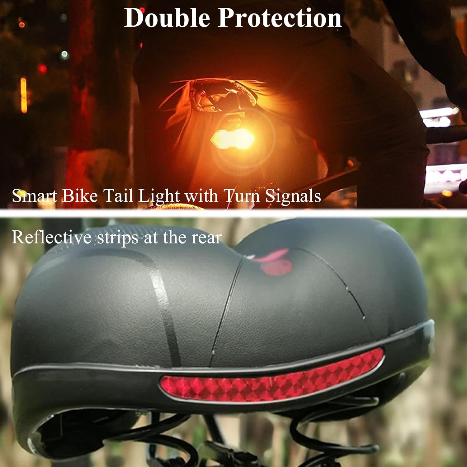 Adjustable Electric Scooter Saddle Compatible with Niu KQi3, KQi3PRO, KQi3MAX Folding Seat & E Bike Rear Tail Light with Turn Signals 5 Modes USB Rechargeable Remote Control Taillight, for Adults