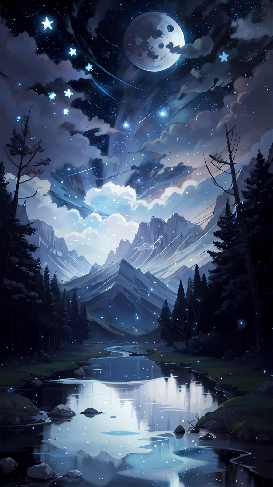 Broderie Diamant Kit Complet 5D Coucher de Soleil Vue de Nuit Grand Format 60x180cm YZ12346