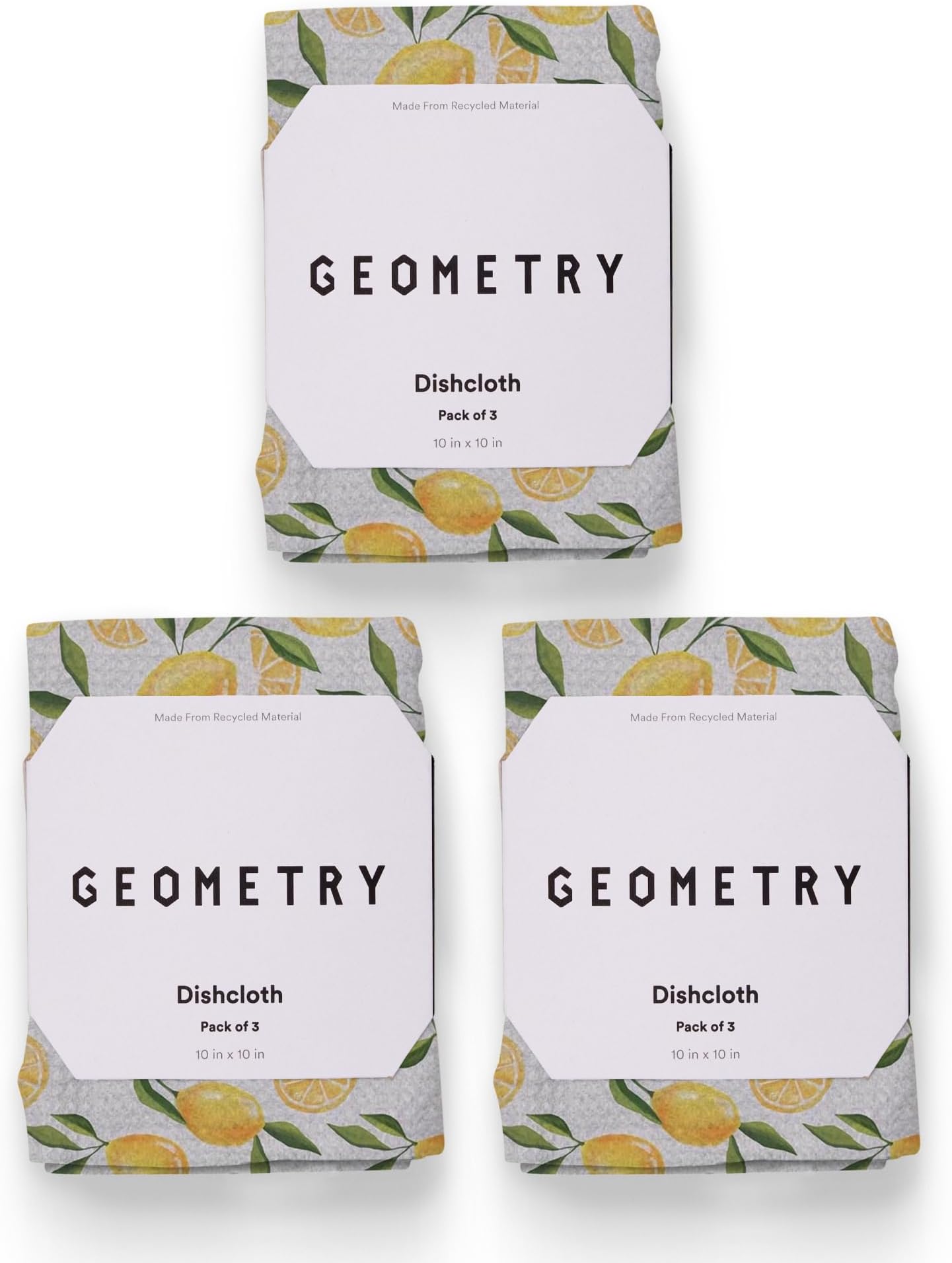 GEOMETRY Kitchen Dish Cloths - Spring & Summer Collection - Premium Dishcloths with Geoweave - Absorbent & Fast Drying Kitchen Towels - Lemon Delight, 10" x 10" - 3-Pack