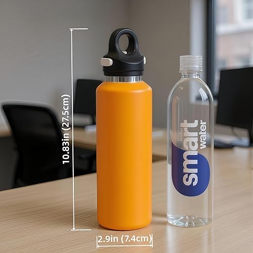 Miniatura 7 de Botella de agua aislada de 20 onzas fluidas (20.3 fl oz), tapa sin tornillos, termo abierto con una sola mano, acero inoxidable 316, frío 36 horas y
