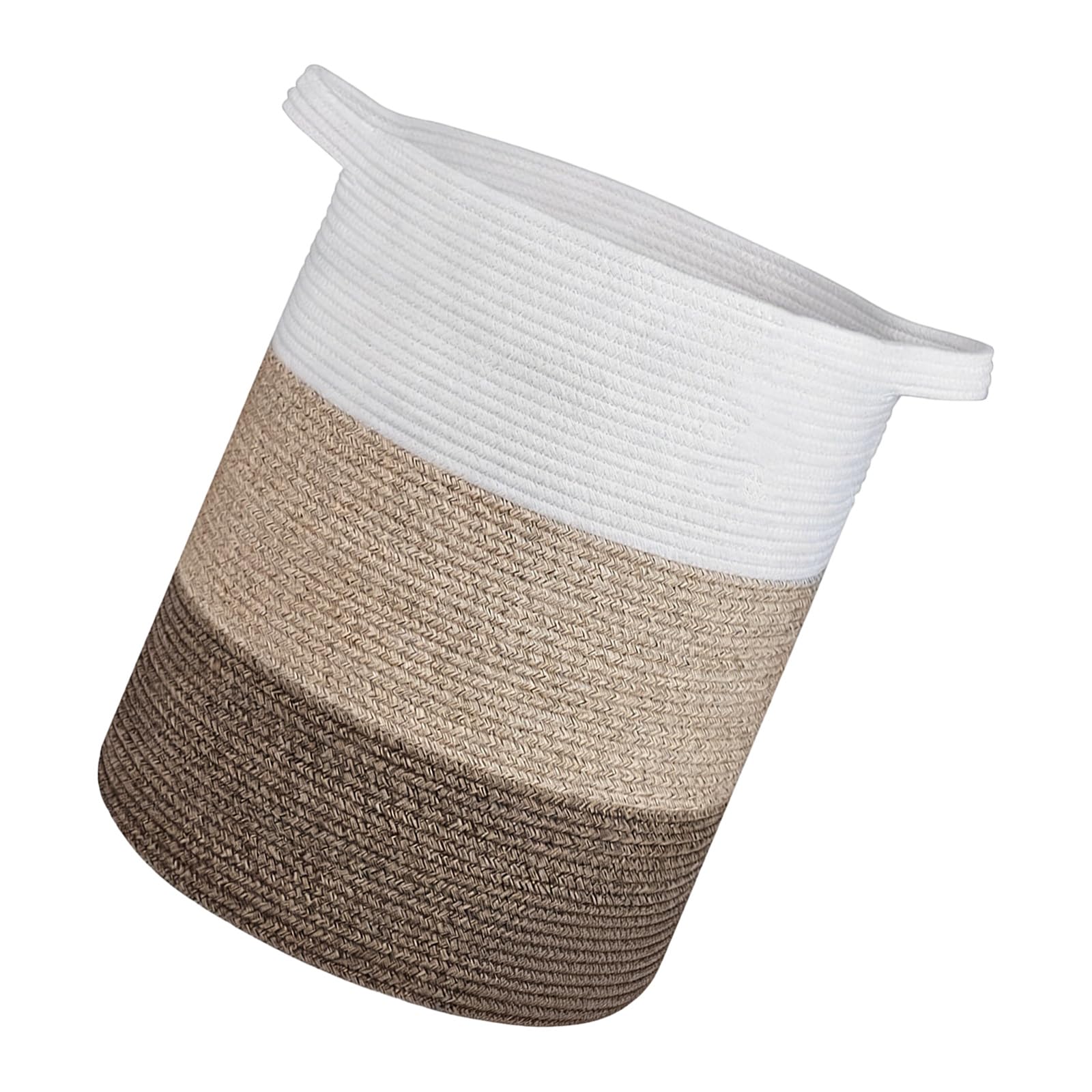 Whoasyst Large Woven Cotton Laundry Hamper with Strong Handles Spacious Storage Container for Clothes and Towels Gentle Laundry Container