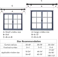 Vista 4 de Barras de cortina para ventanas de 35 a 47 pulgadas, barra de cortina negra mate de 5/8 pulgadas con soportes telescópicos ajustables