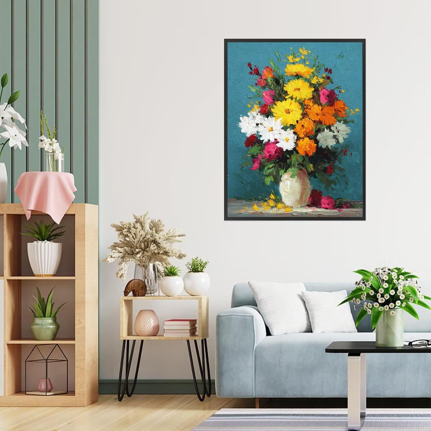 Dipingere con i Numeri Adulti Giallo, Bianco Dipingere con i Numeri Bambini DIY Kit, Set Premium con Pennelli, Decorazione Casa & Creativo Regalo di Compleanno, Attività di Tempo libero 70x95cm z-220