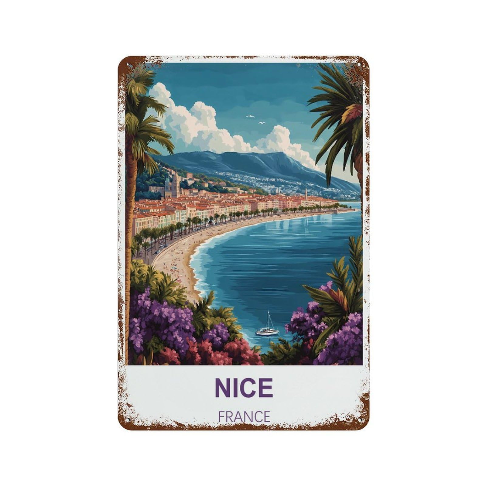 France Retro Design Tin Painting Vintage Tin Sign 08x12inch(20x30cm) Wall Art for Home Office Bedroom Living Room Cafes Wall Decor