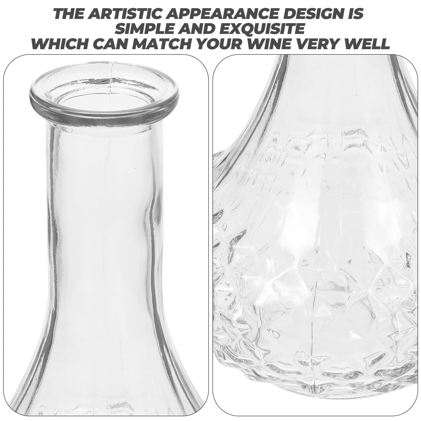 BESTonZON Wine Decanter with Stopper Hand Blown Crystal Glass Wine Carafes Red Wine Aerator Decorative Wine Bottle Transparent Whiskey Glass Pitcher for Home Kitchen Bar 500ml