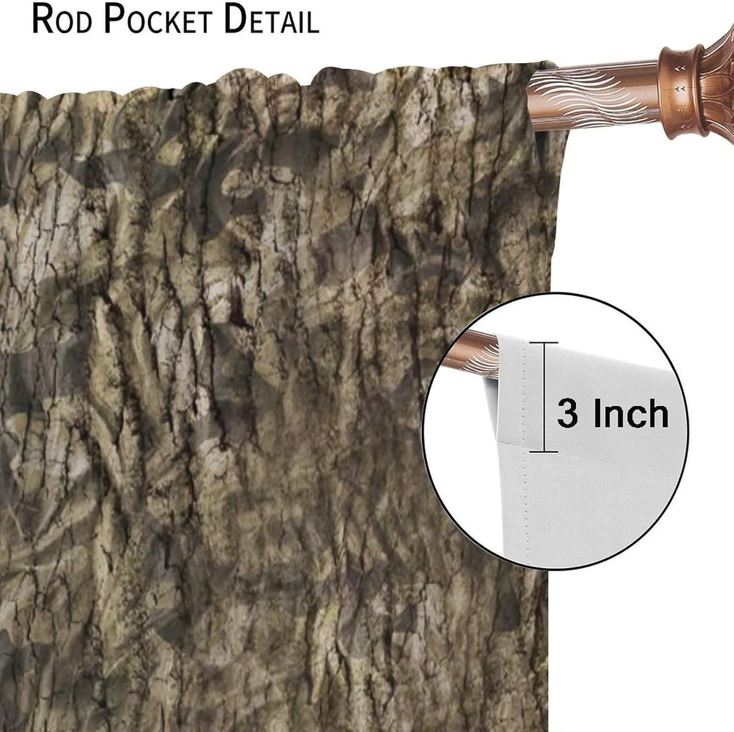 Camo Blackout Curtains,Forest Camouflage Print Pattern Rod Pocket Window Door Drapes for Living Room Bedroom Decor W42xL45in