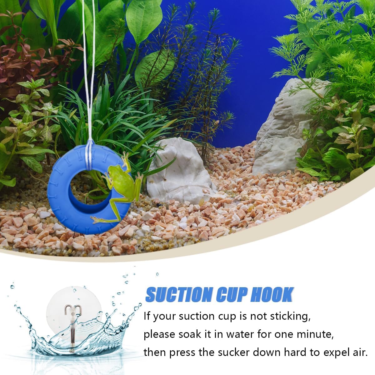 3 Pack Colours Tree Frog Tire Swing,Suction Cup Hook Climbing Toy,Tree Frog Terrarium Accessories - A Must-Have for Any Reptile Amphibian Small Aquatic Animals Lover!