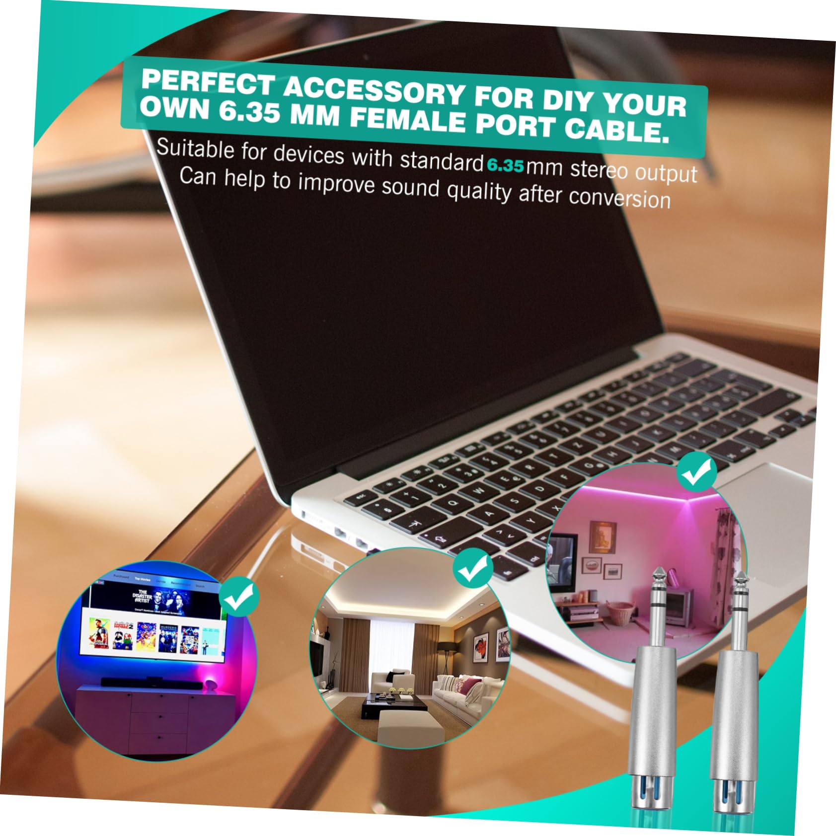 POPETPOP 2Pcs Male to XLR Female Audio Adapter Plated for Microphone Mixer Speaker Connections Recording Studios and Audio Systems