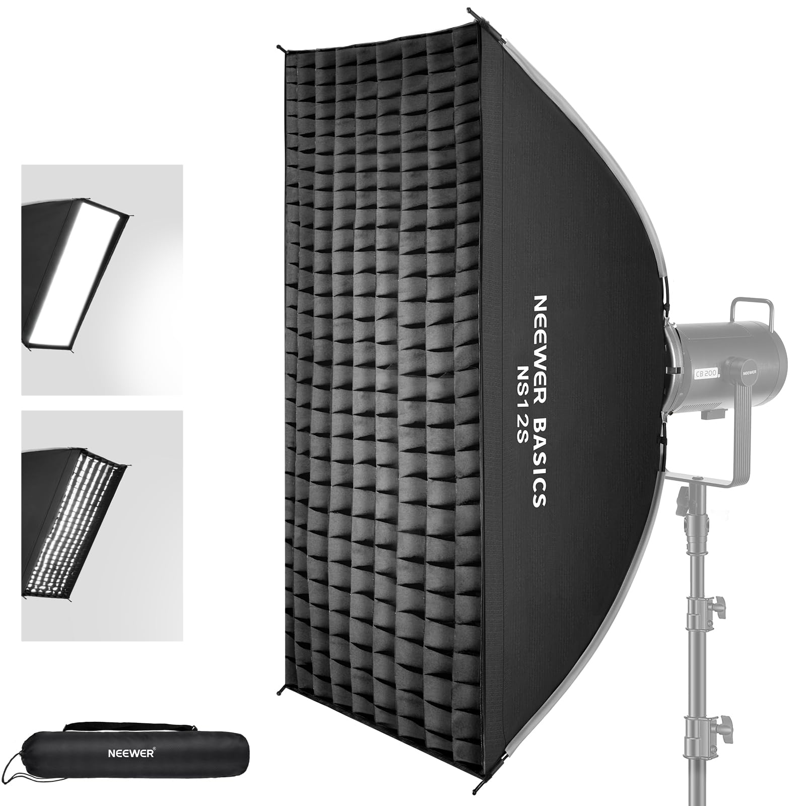 NEEWER BASICS Prostokątny zestaw softbox, 61 cm x 89 cm, szybkie odpinanie, pasek mocujący Bowens, miękki dyfuzor światła, kompatybilny z Godox, kompatybilny z Aputure Studio Photography Oświetlenie