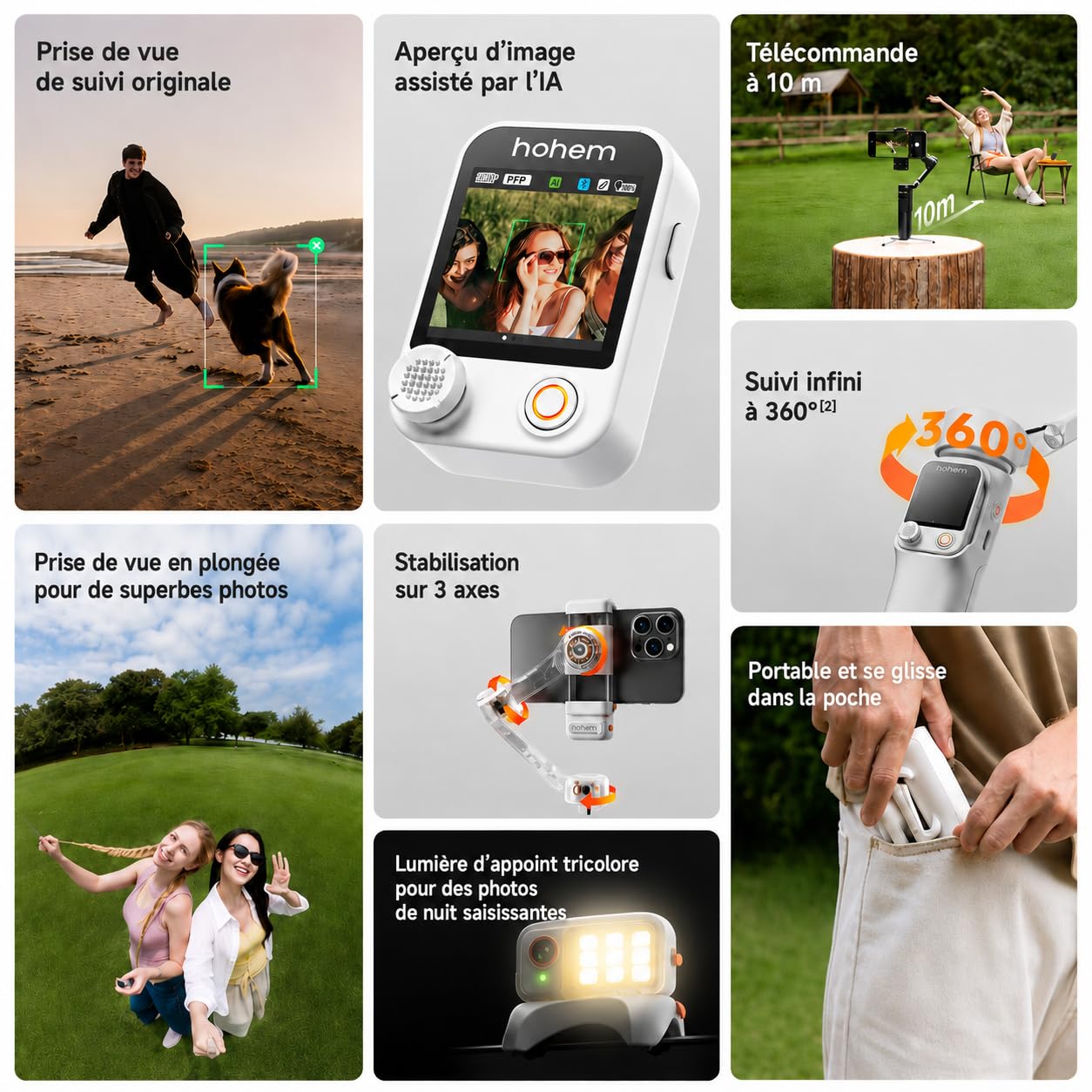Hohem iSteady V3 Ultra Stabilisateur Smartphone Gimbal, Contrôle par Gestes