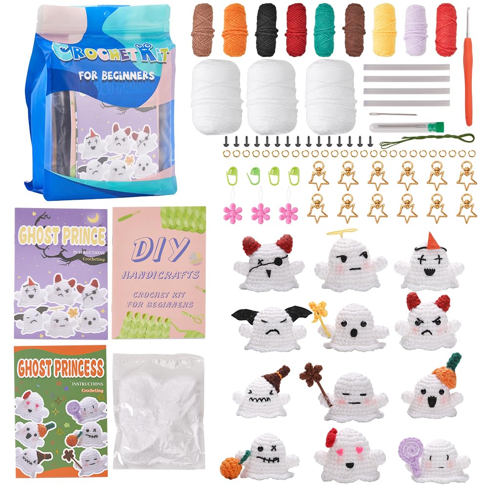 Kits de crochet fantôme avec tutoriels vidéo étape par étape pour débuter