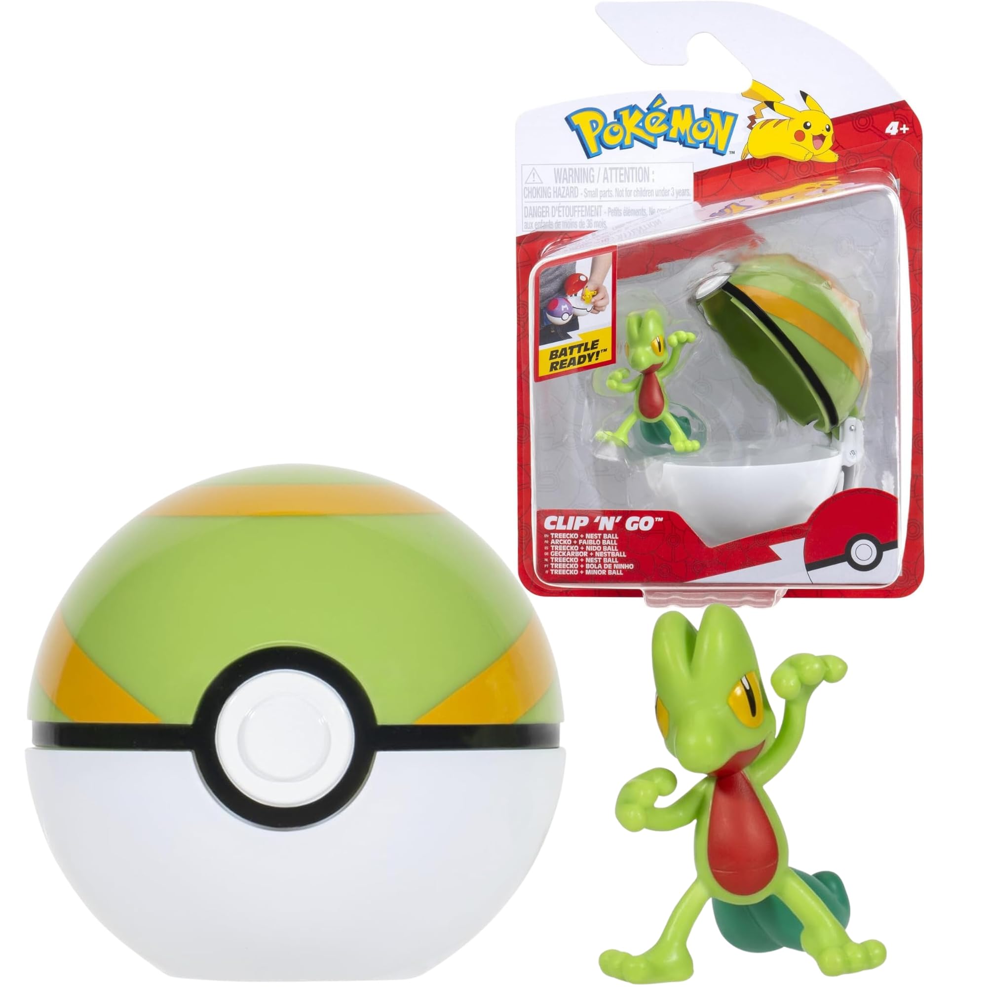 Pokémon PKW3639 - Clip'n'Go Poké Ball - Geckarbor & Nest Ball, Official Pokéball with 5 cm Figure, Geckarbor With Nest Ball