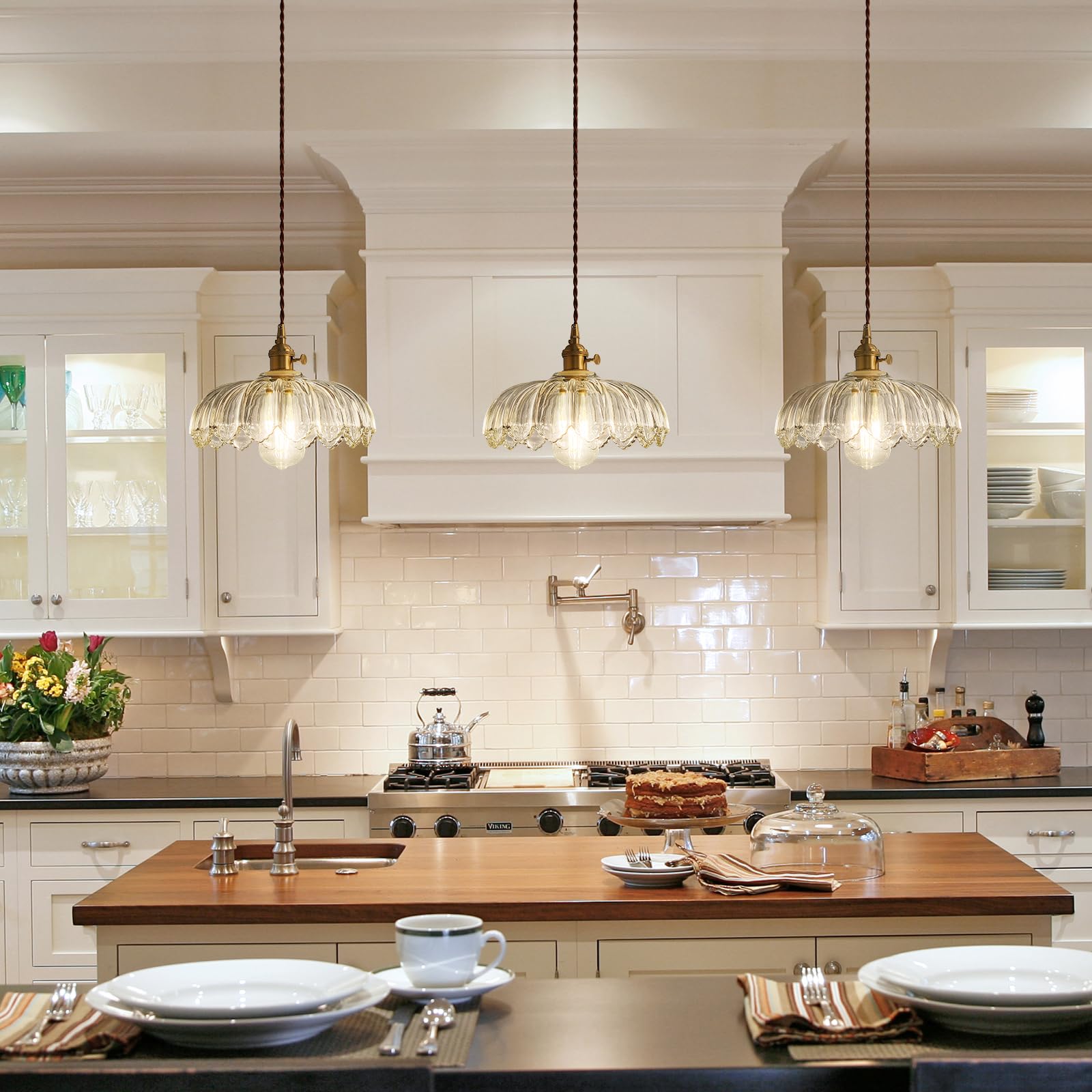 Image secondaire de Suspension Vintage en Verre Transparent avec Interrupteur Rotatif