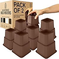 Vista 8 de Home Intuition Elevadores de cama ajustables resistentes de 3, 5 u 8 pulgadas, paquete de 4 (negro con USB)