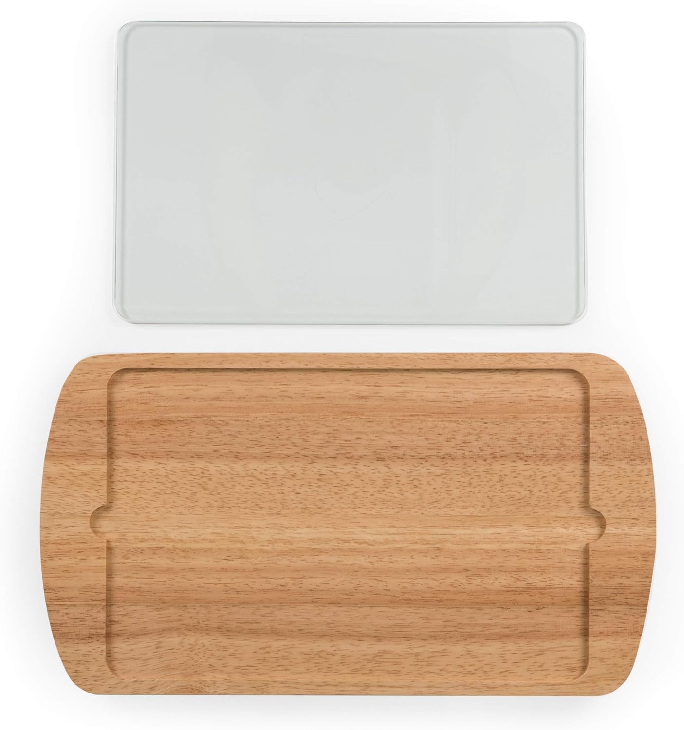 TOSCANA - a Picnic Time brand Billboard Glass Top Cheese Board, Serving Platter, Cheese Boards Charcuterie Boards, (Parawood)
