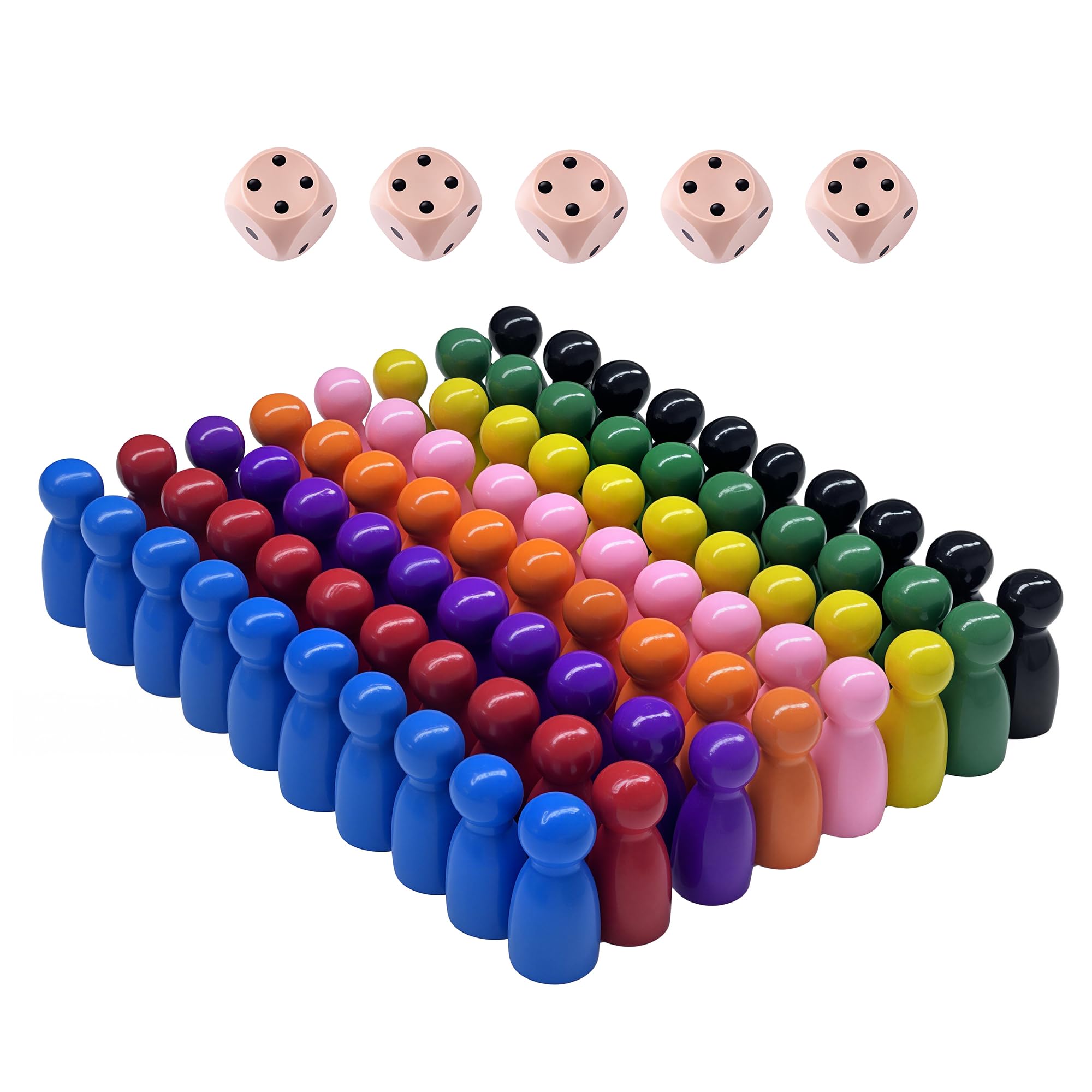 Wooden Pawns Board Game Pieces 80 Pack – Multicolour Board Pawns and Game Counters – Replacement Wooden Play Pieces for Tabletop, Chess, DIY and Outdoor – 25x12mm