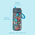 Bentgo® Bouteille d'eau pour enfants - neuf & Amélioration 2023 Proof de fuite, sans BPA 15 oz. Coupe pour les jeunes enfants & Enfants - Paille de gonflage pour les écoles, les sports, les garderies, le camp & Plus (Dinosaure)