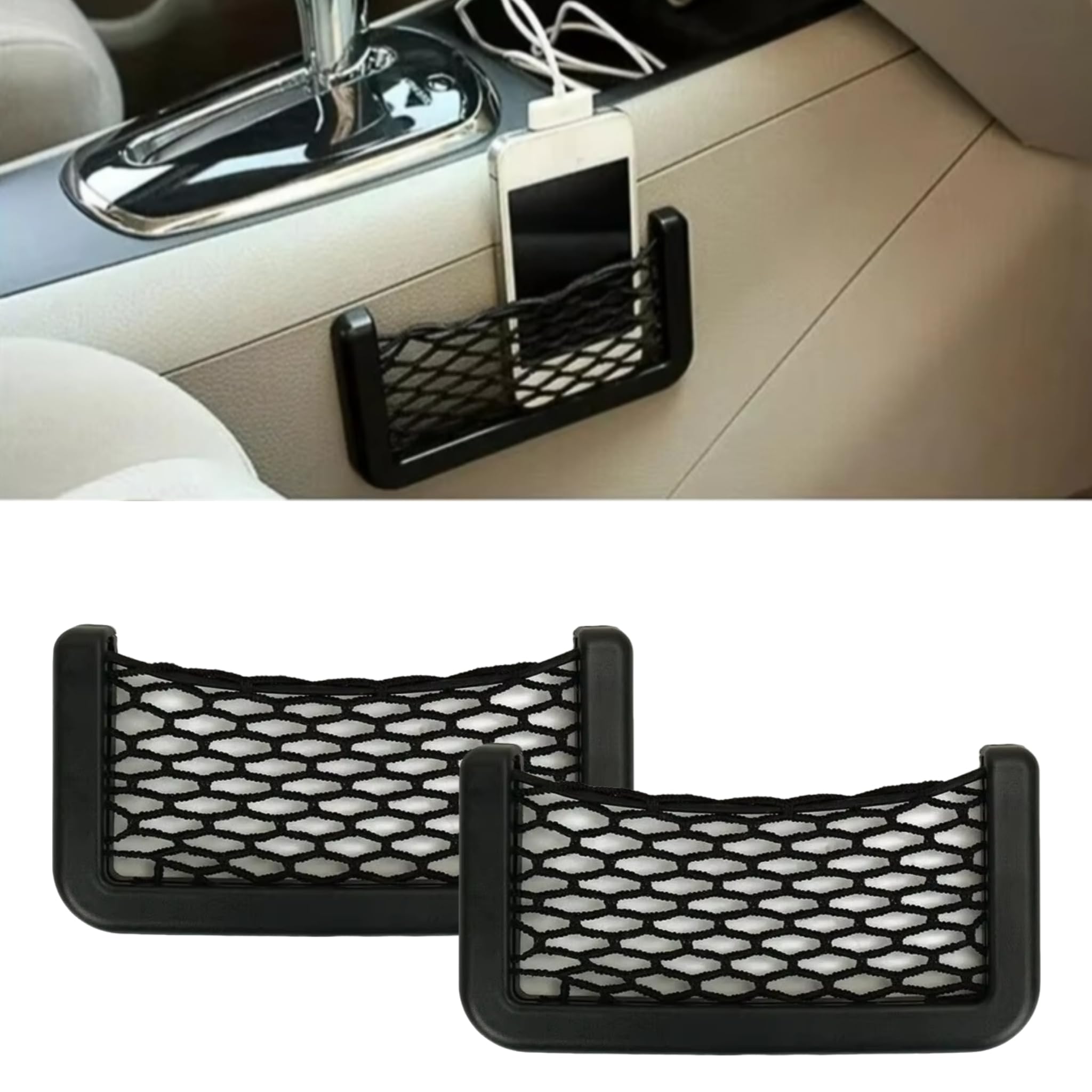 JQOUZHOUQIPEI 2 Pcs Car Storage Net for Fiat 500X Cross 2014-2024