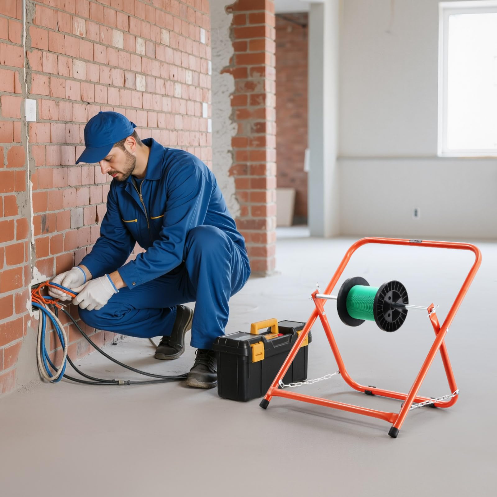 VEVOR Organizador de Cables, Soporte para Carretes de Cables Eléctricos Dispensador Portátil de Alambre para Carretes de Hasta 50 cm de Diámetro, Capacidad de 45 kg para Uso Industrial, Eléctrico