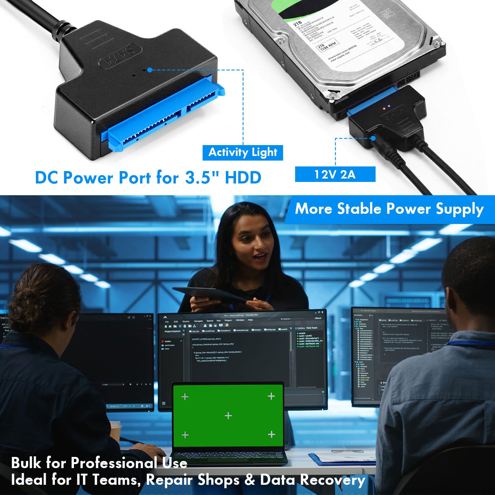 Confezione da 20 cavi adattatori da USB 3.0 a SATA, supporta Ssd/HDD da 2,5 ″ 3,5 ″ con porta di alimentazione CC, velocità veloce da SATA a disco rigido USB, strumento di trasferimento e