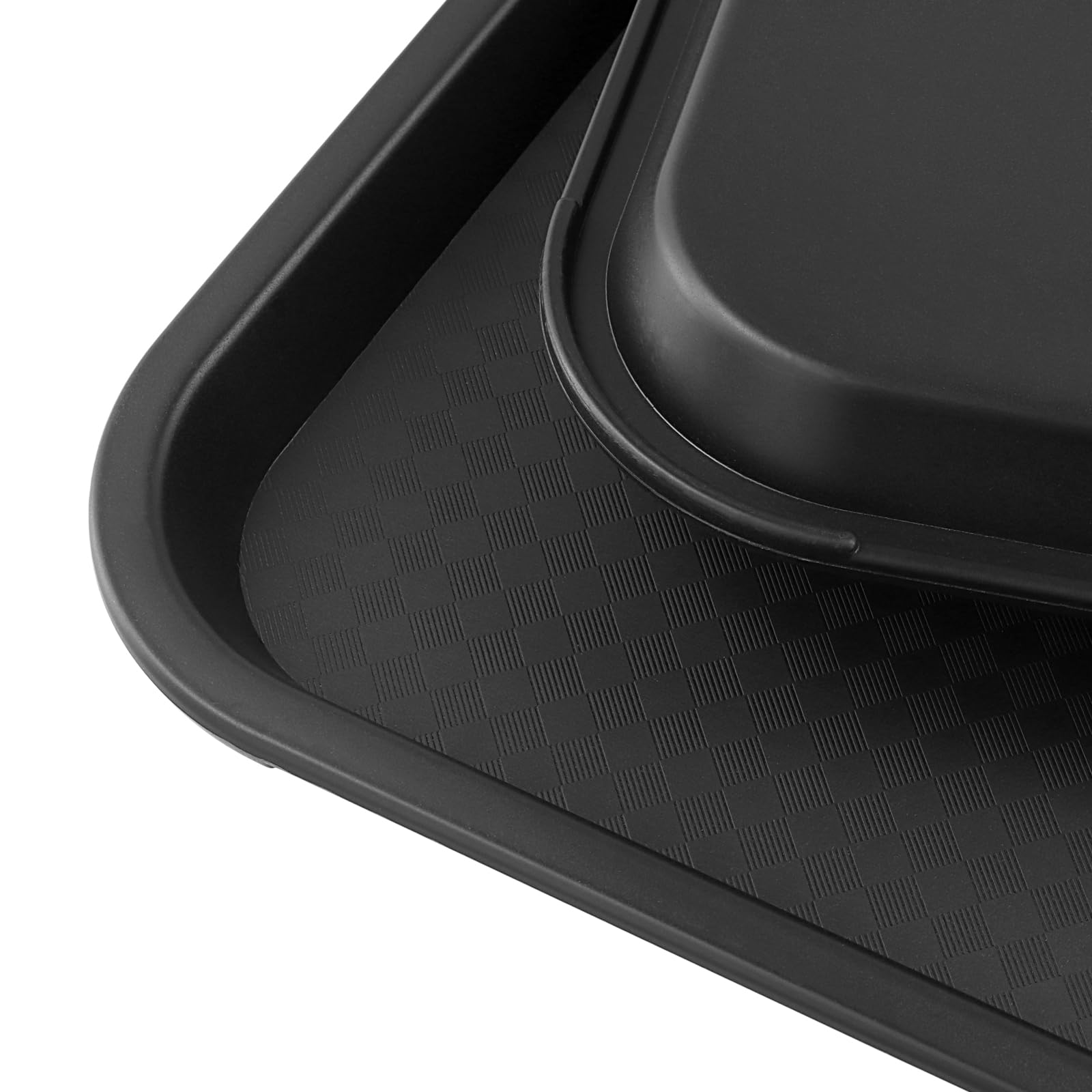 FUNSUEI 12 vassoi fast food, rettangolari, nero, 35 x 27 x 2,3 cm, in plastica per cucina, ristorante