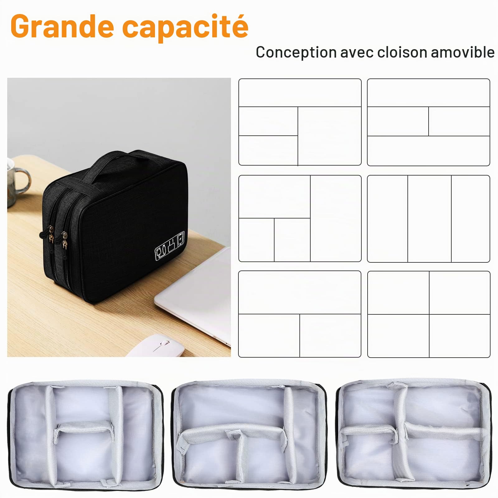 Sac Câble Multifonctionnel Universel pour Voyage Électronique Cable Management Tablette Disque Dur Externe Chargeur Adaptateurs