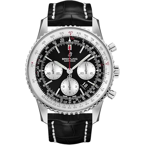 Breitling Stainless Steel Black Crocodile Strap Navitimer 1 B01 Chronograph 46 AB0127211B1P1