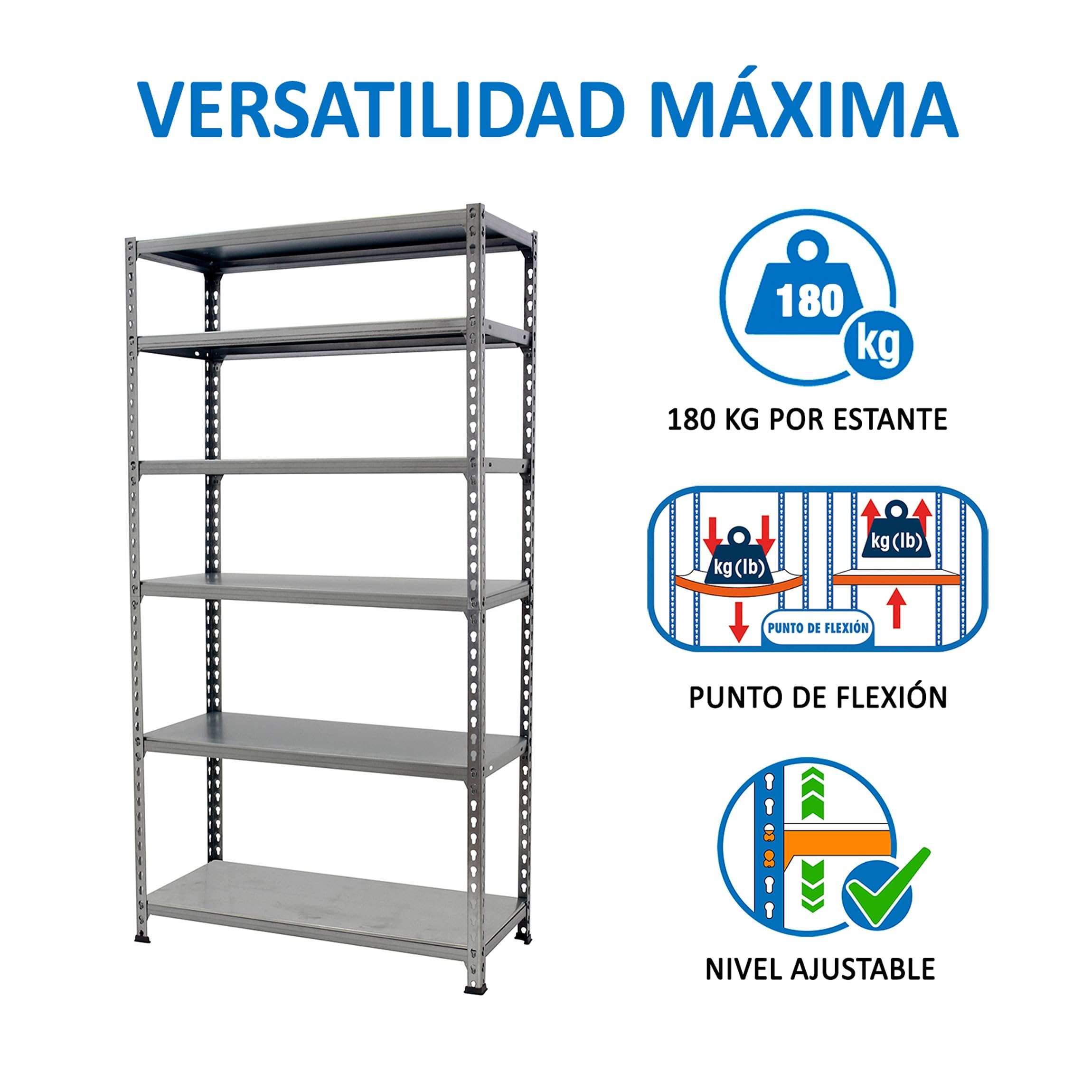 Simon Rack Regał metalowy 2500x900x400 mm, 6 półek, nośność 180 kg na półkę, regał magazynowy i garażowy, stabilna konstrukcja, kolor Szare – Simon Classic