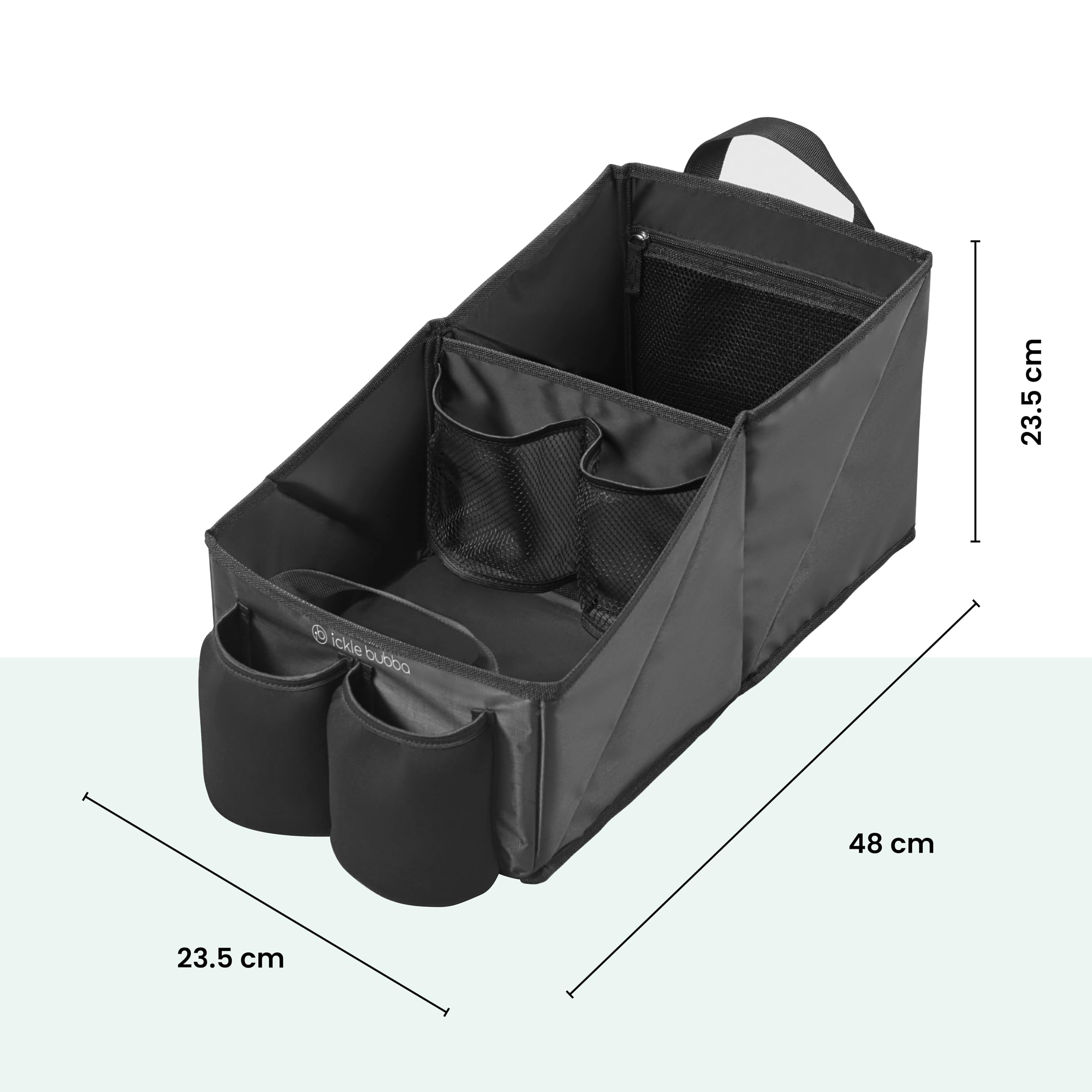 Ickle Bubba Universal Car Back Seat Organiser, Multi-Compartment Storage with Cupholders - Image 3