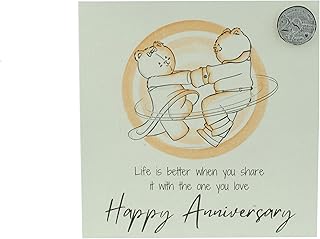 Cute 28th Wedding Anniversary Card, Dancing Bears â€“ Free Metal 28th Anniversary Love Token Gift (gc-annidancing28)