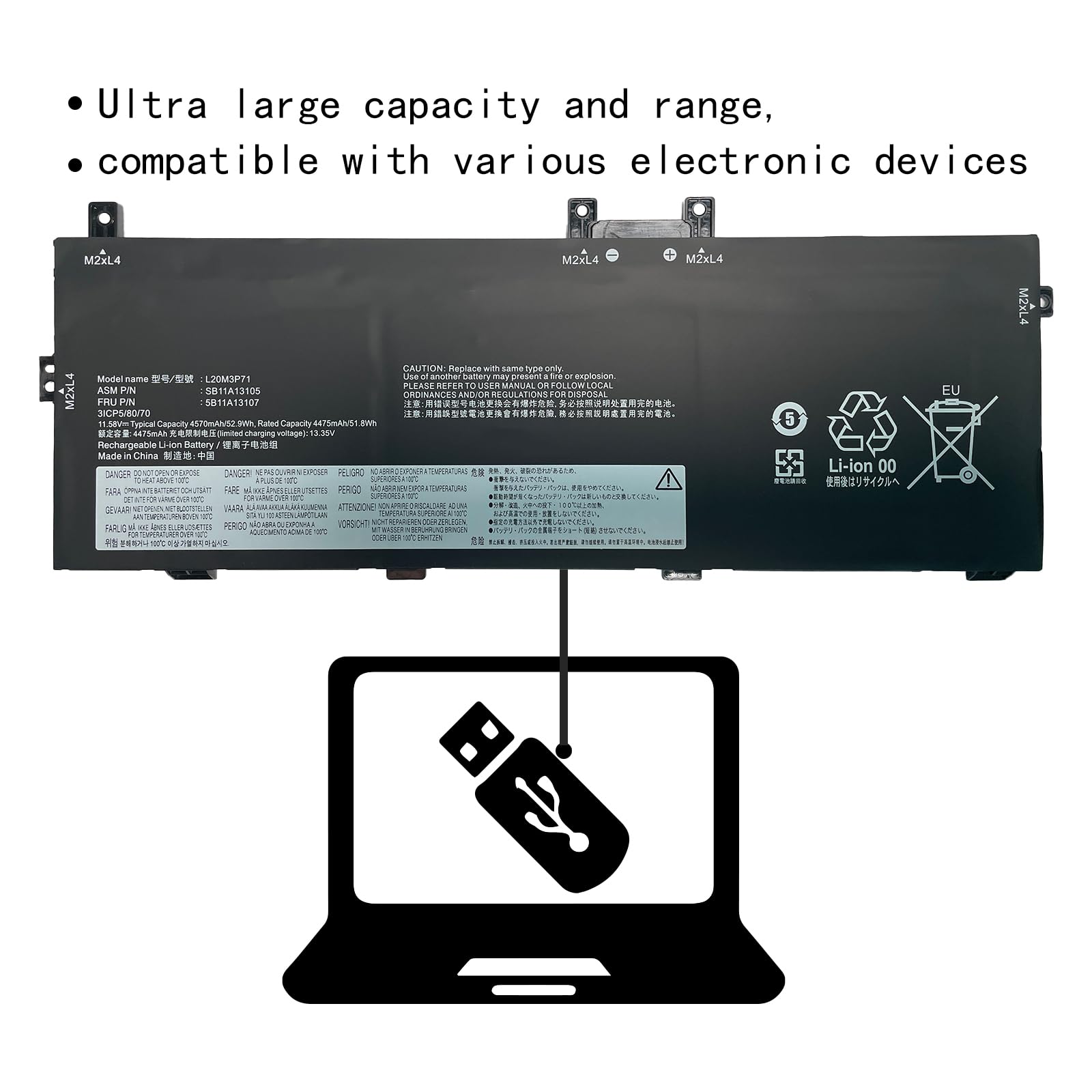 L20M3P71 SB11A13105 5B11A13107 Batteria per laptop