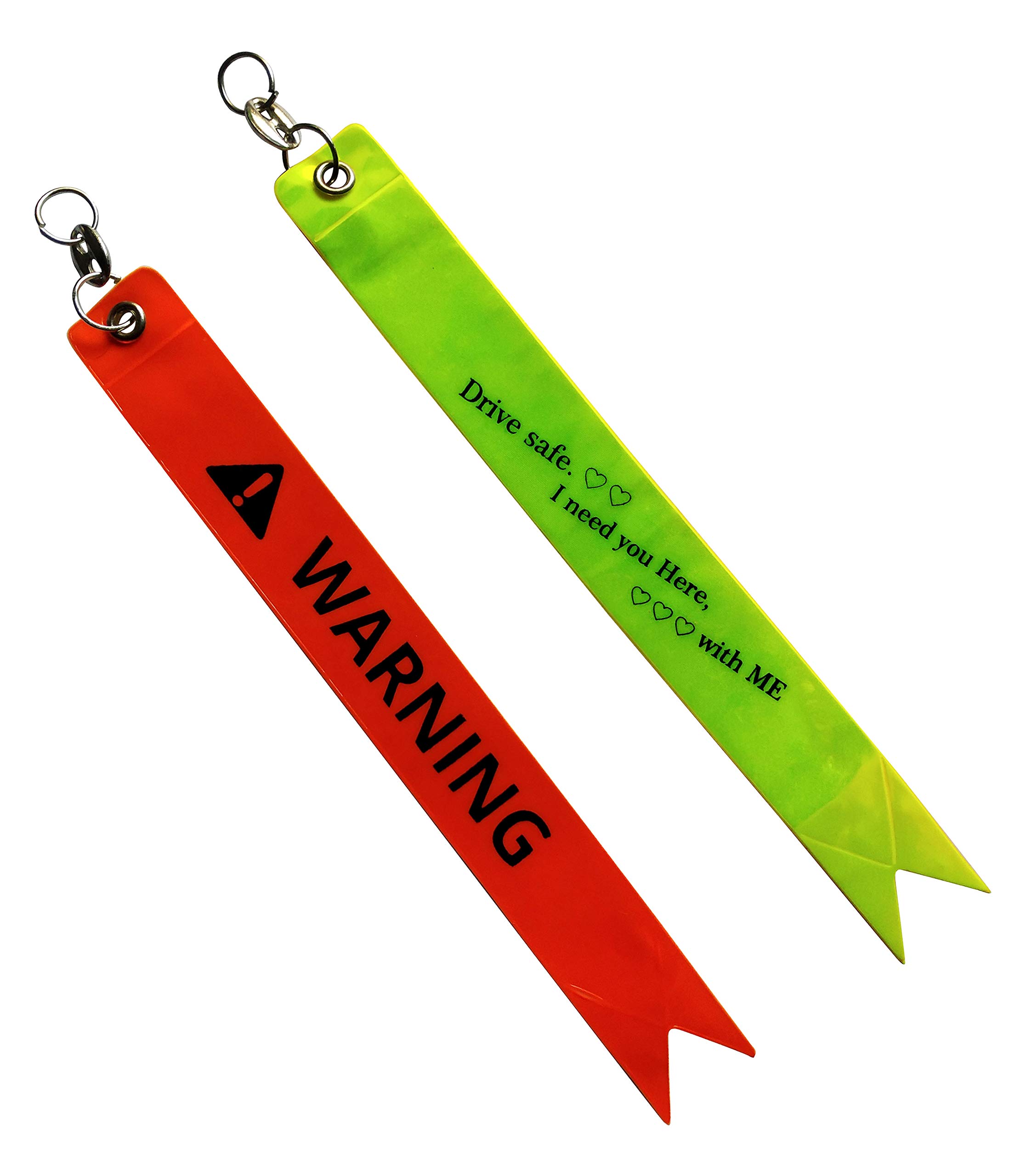 NPRC Safety Tag/Warning tag Fluorescent Reflector in Night Glow Like LED Light Fashion Modification Hanging Tie Ribbon Twin for Car & Bike (Drive Safe)