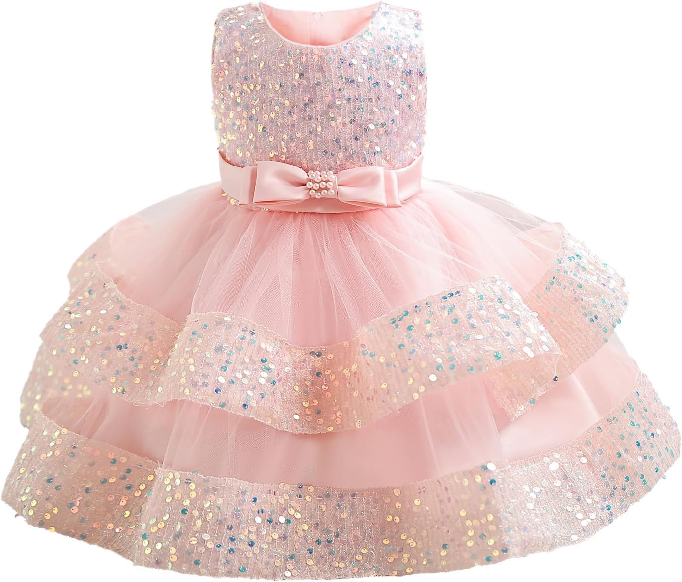 Miipat Baby Girl Pageant Dress Sequins Princess Dress Toddler Flower Wedding Birthday Party Gown Dresses 12 Months-4 Years