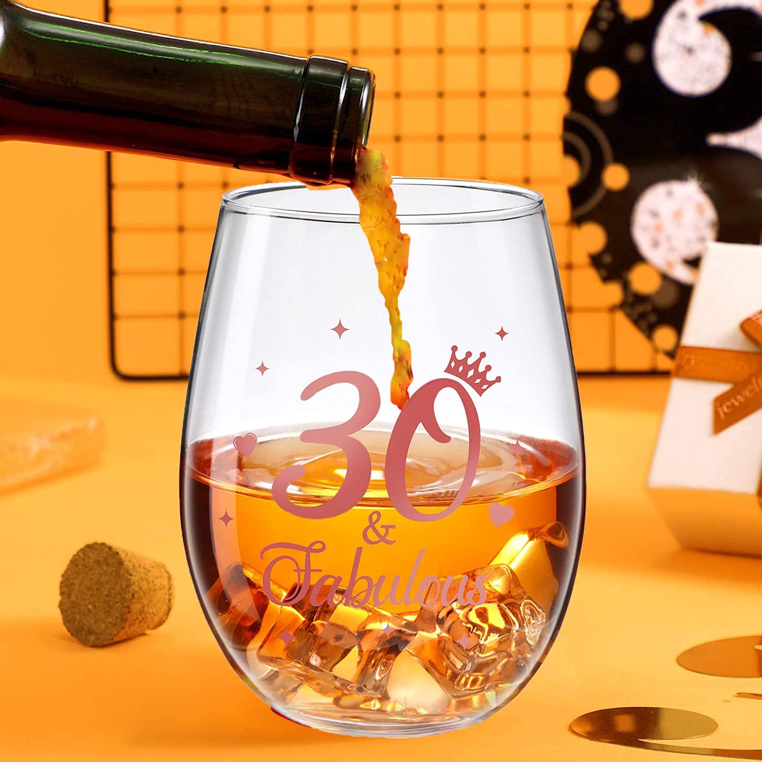 Bicchiere da vino Maturi per il 30° compleanno con cuore inciso e dettagli in strass | Leroy Merlin