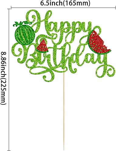 Miniatura 2 de 1 paquete de decoración de pastel de feliz cumpleaños con purpurina de sandía para cupcakes, baby shower, sandía, fruta, niños, fiesta de