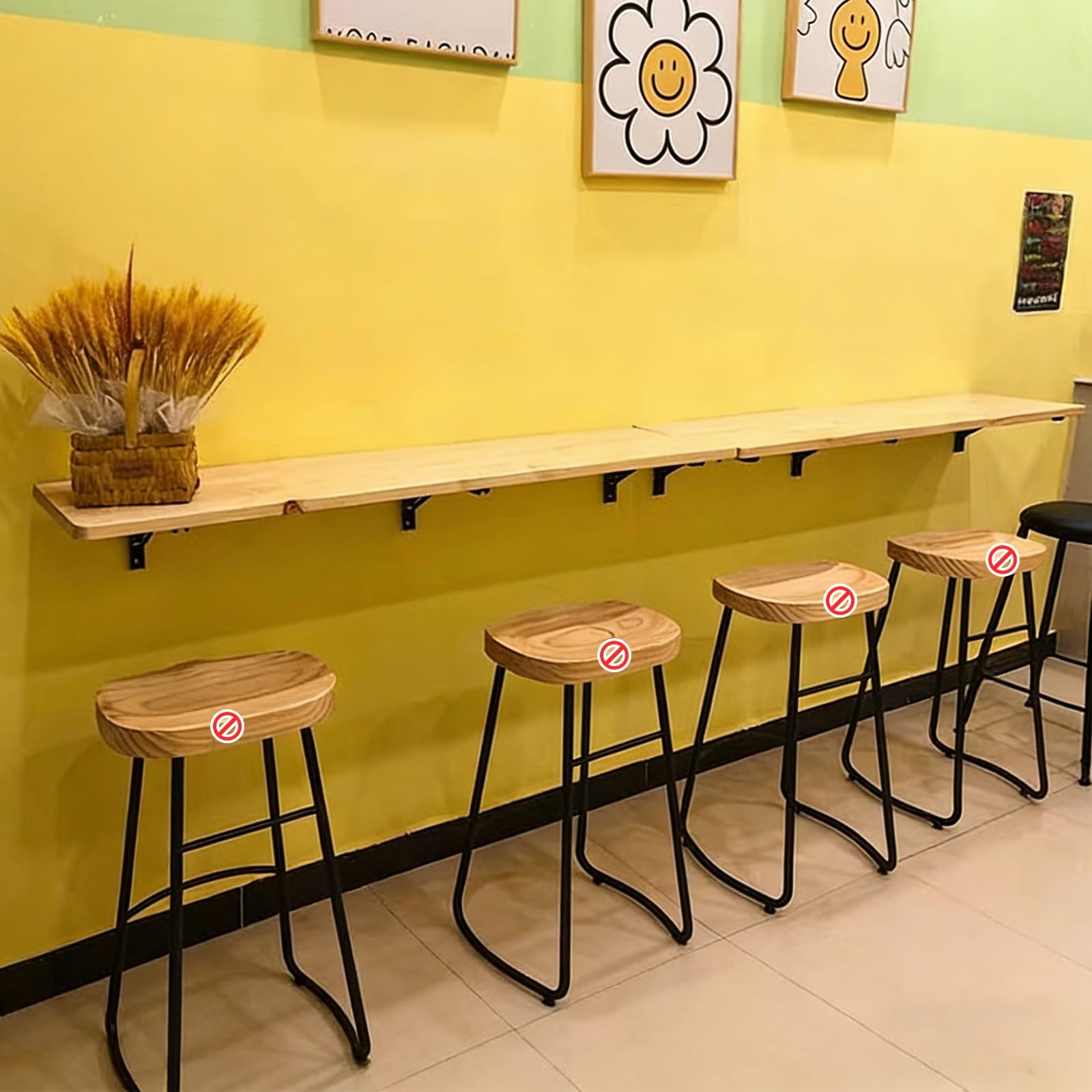 Table pliante murale rabattable bois massif bureau suspendu