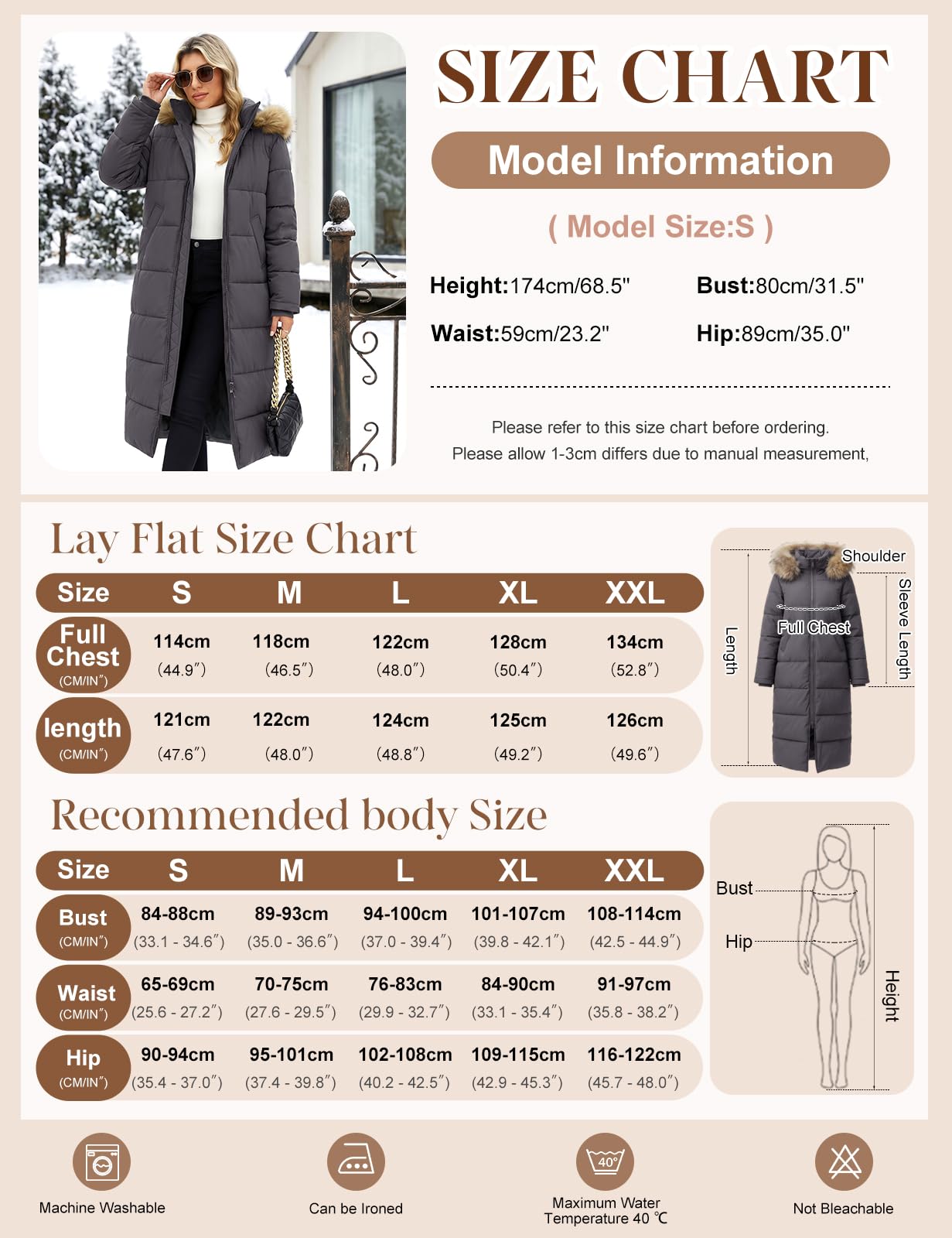Tuopuda Manteaux Femme Long Manteau d'hiver Chaud pour Femme Blouson Hiver à Capuche Manches Longues Epaissé Vêtement d'extérieur d'hiver Rembourré Coupe-Vent