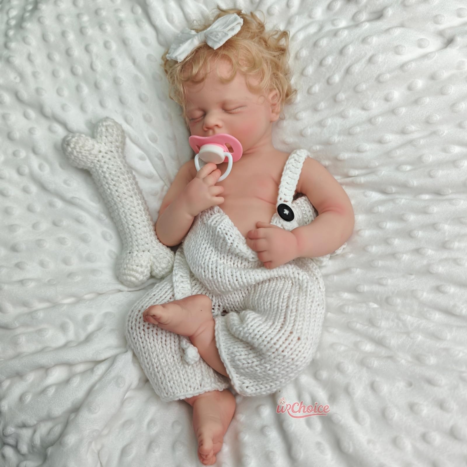 20 Zoll Vollkörper-Silikon-Babypuppe mit Haaren, 50 cm lebensechte Reborn-Babypuppe mit geöffnetem Mund, schlafende Neugeborenen-Puppe, anatomisch korrekt (Girl)