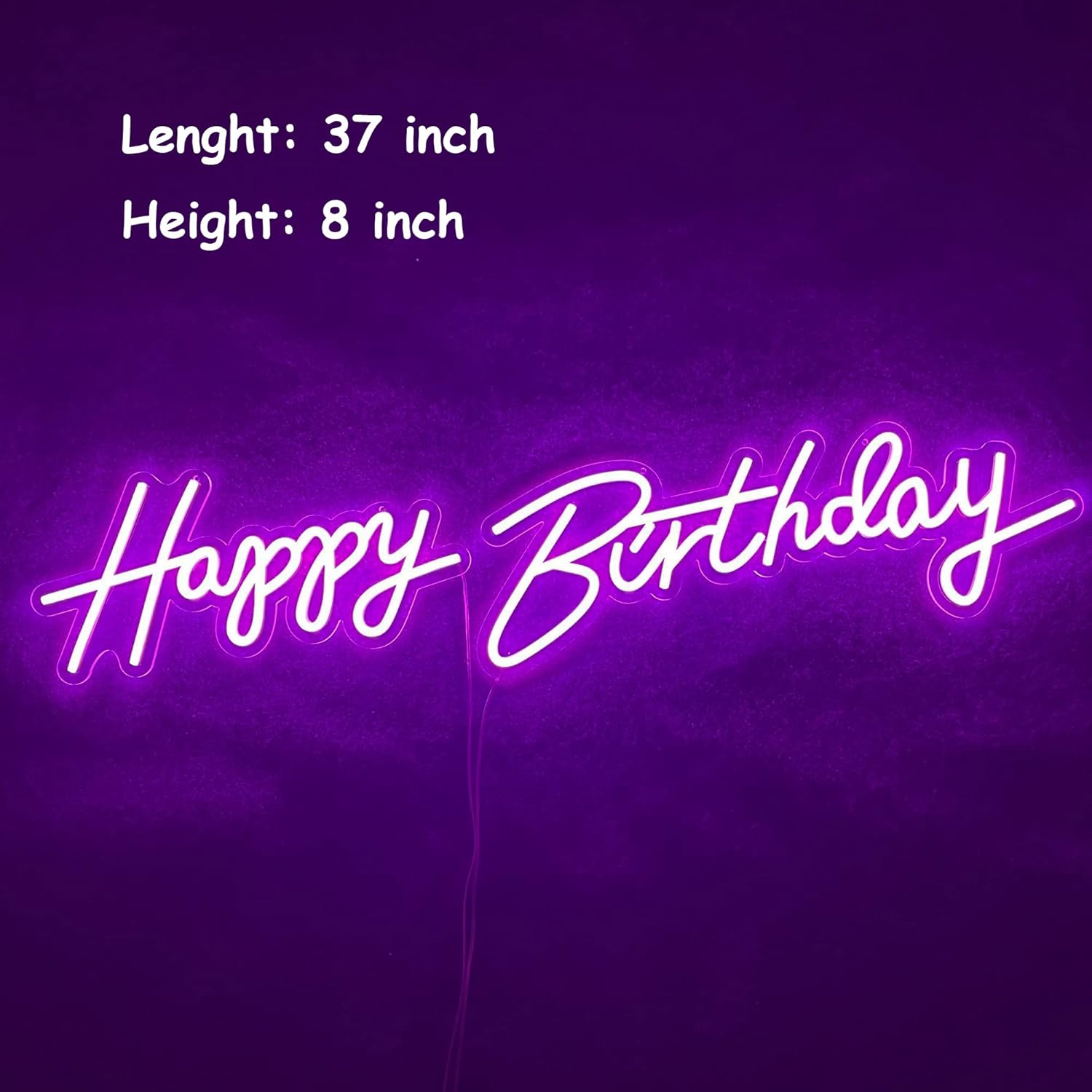 37x8 inch Happy Birthday Neon Sign Art Wall Lights for Beer Bar Club Bedroom Hotel Pub Cafe Wedding Birthday Party Gifts_Pink