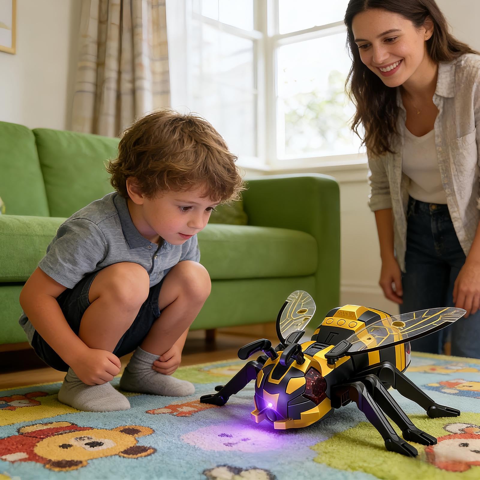 Generico Jouet 'Abeille Télécommandé - Jouet Drôle De Blague d'abeille Robot avec Lumière Sonore Spray | Robot RC Animal Rampant pour Garçons, Filles, Maison, pour Fêtes, Plancher