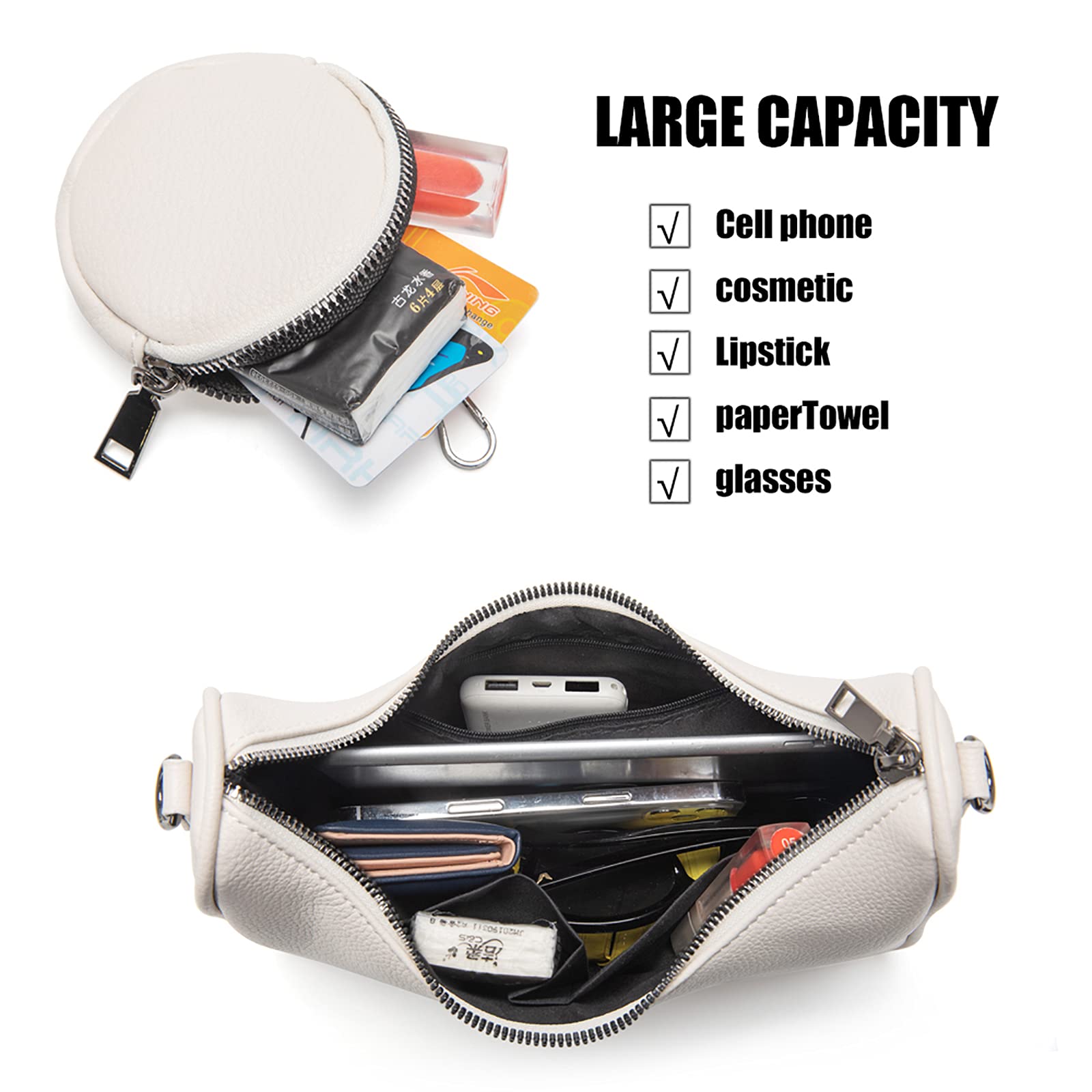 myfriday Crossbody Hobo Handbags for Women with Coin Purse Pouch, Soft Leather Designer Shoulder Bags - 2 Size Shoulder Strap: A-02-white