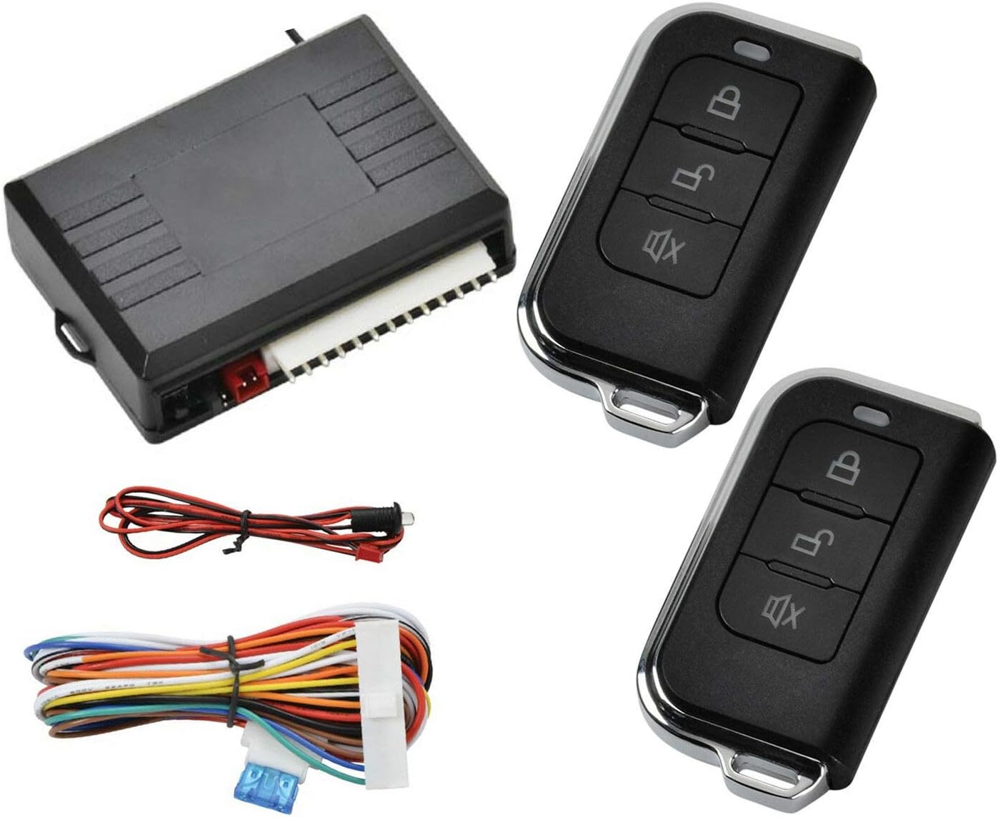 Universal Remote Control Central Door Lock Kit MASO Locking Keyless Entry Upgrade Kit with Contorl Box + 2 Replacement Remote Contorl