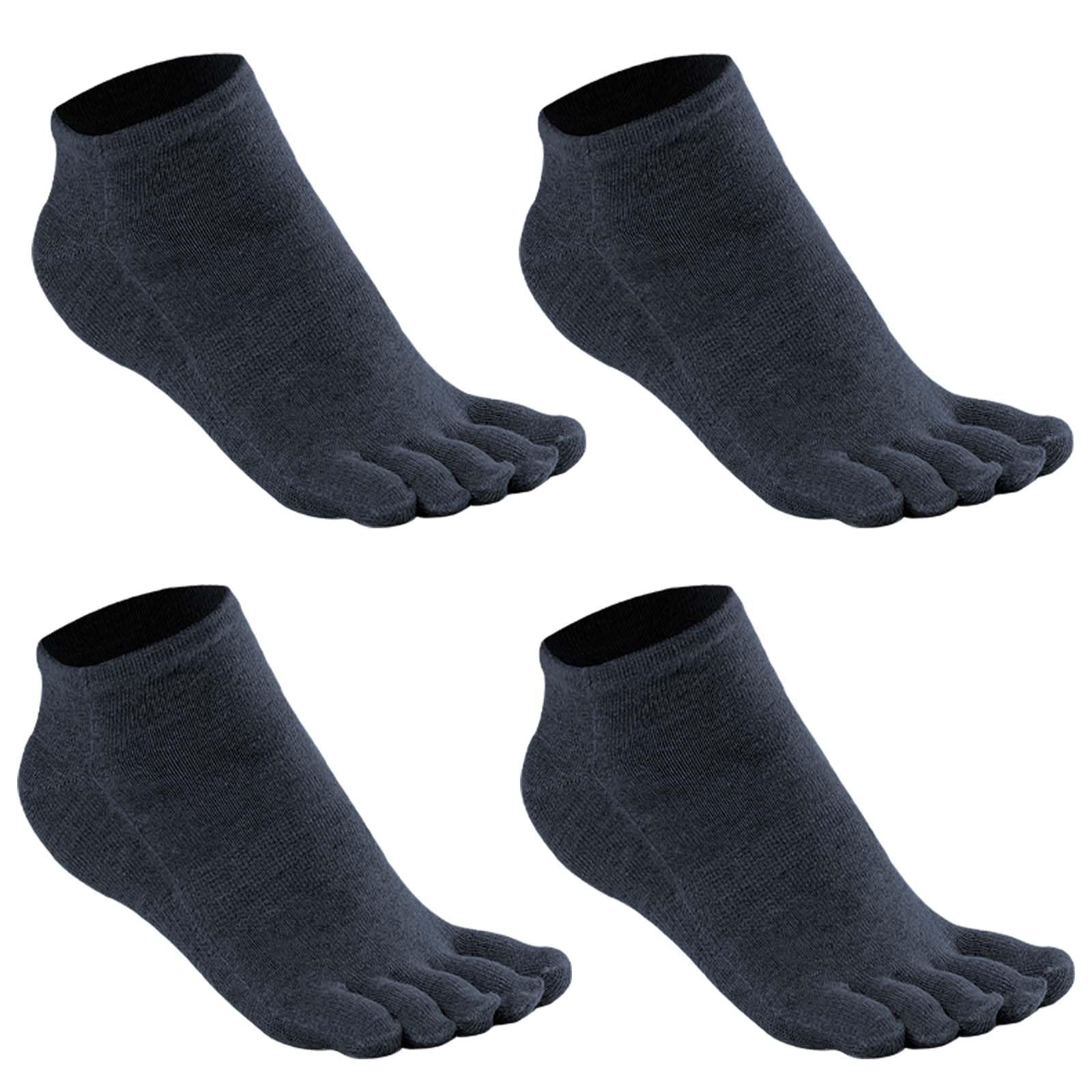 ProChosen Men's Cotton Toe Socks Five Finger Socks Low Cut Athletic Socks for Running 4 Pairs (Dark Grey)