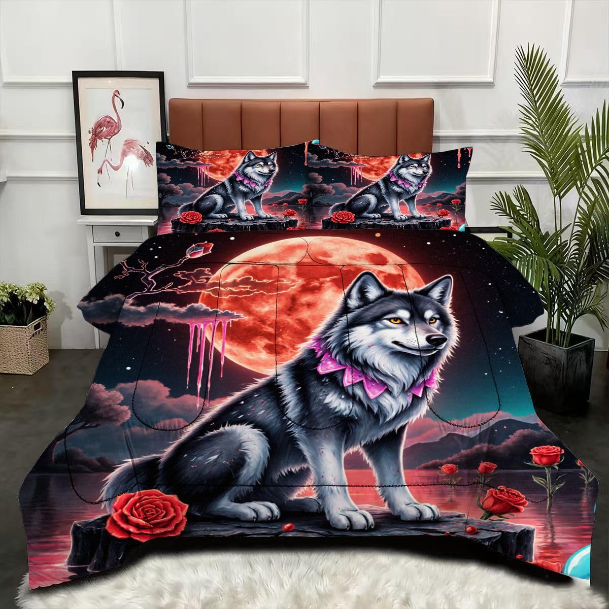 Couette 200x200 Loup Fleur Rose douce et tempérée pour en finir avec les housses de couette