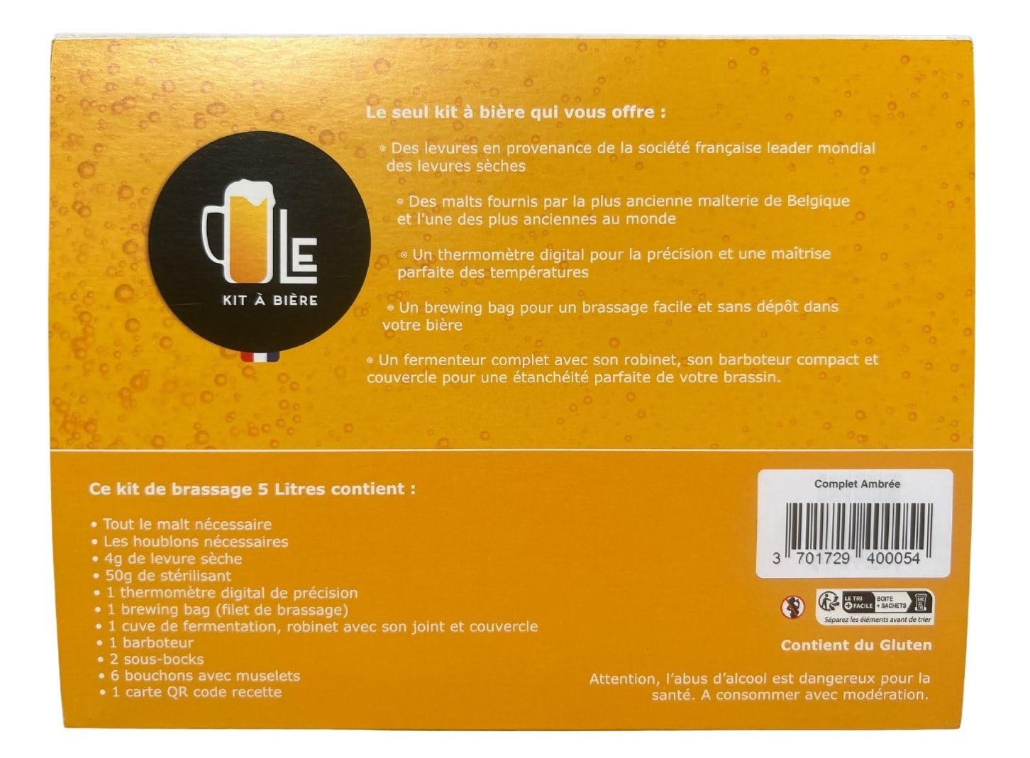 Kit de Brassage Complet bière Ambrée Maison | 5 litres | 5,8% Vol. | Idée Cadeau kit Fabrication bière Maison