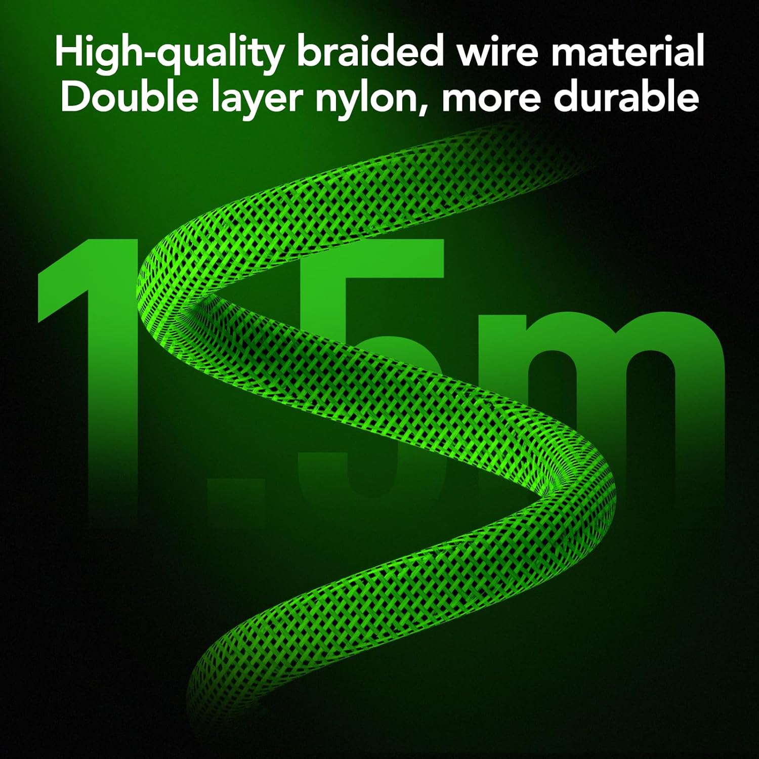 MFish 65W GaN Fast Wall Charger Block with 2 USB-C & 1 USB-A Ports, 5ft Nylon Extension Adapter – High-Speed Charging for iPhone, iPad, MacBook, Samsung Galaxy, and More Devices (Cyber Green) - Image 6