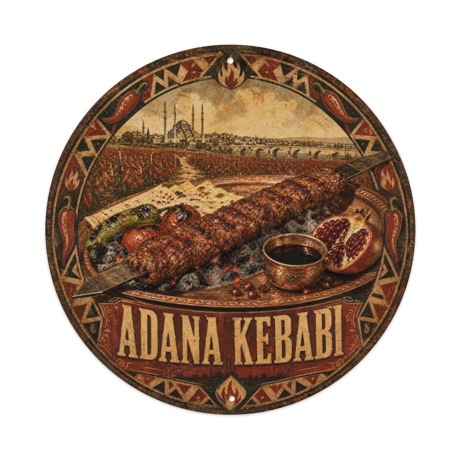 Adana Kebab Anatolian Cuisine Market Classic Rustic Metal Tin Sign