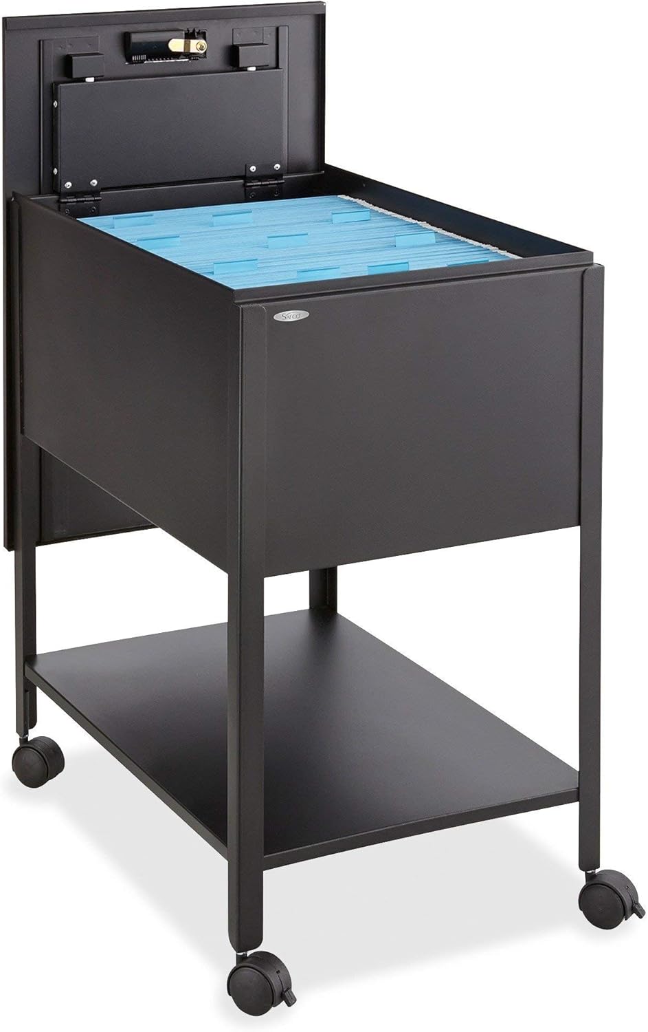 Safco Extra Deep 1 Drawer Legal Mobile Metal Tub File with Lock in Black