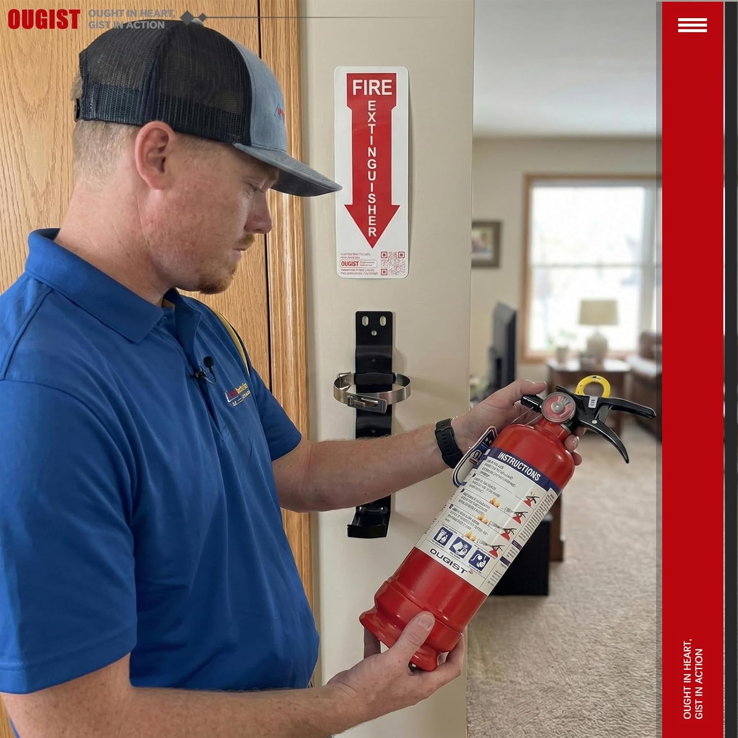 Ougist ABC Fire Extinguisher with Home Wall mount Bracket, Quick-Release Handle,2.5lb Dry Chemical Fire Extinguisher kit for home, business and kitchen, Office (Model FF1KG)