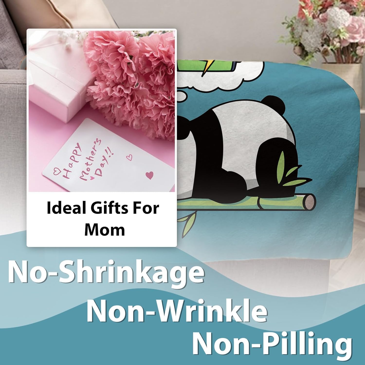 Gift for Mom from Daughter Son Panda Flannel Throw Blanket, for Mama, Birthday Ideas, Mom is Charging Present for Women, Soft Bedding Sofa Blankets 50 x 60 in - Image 4